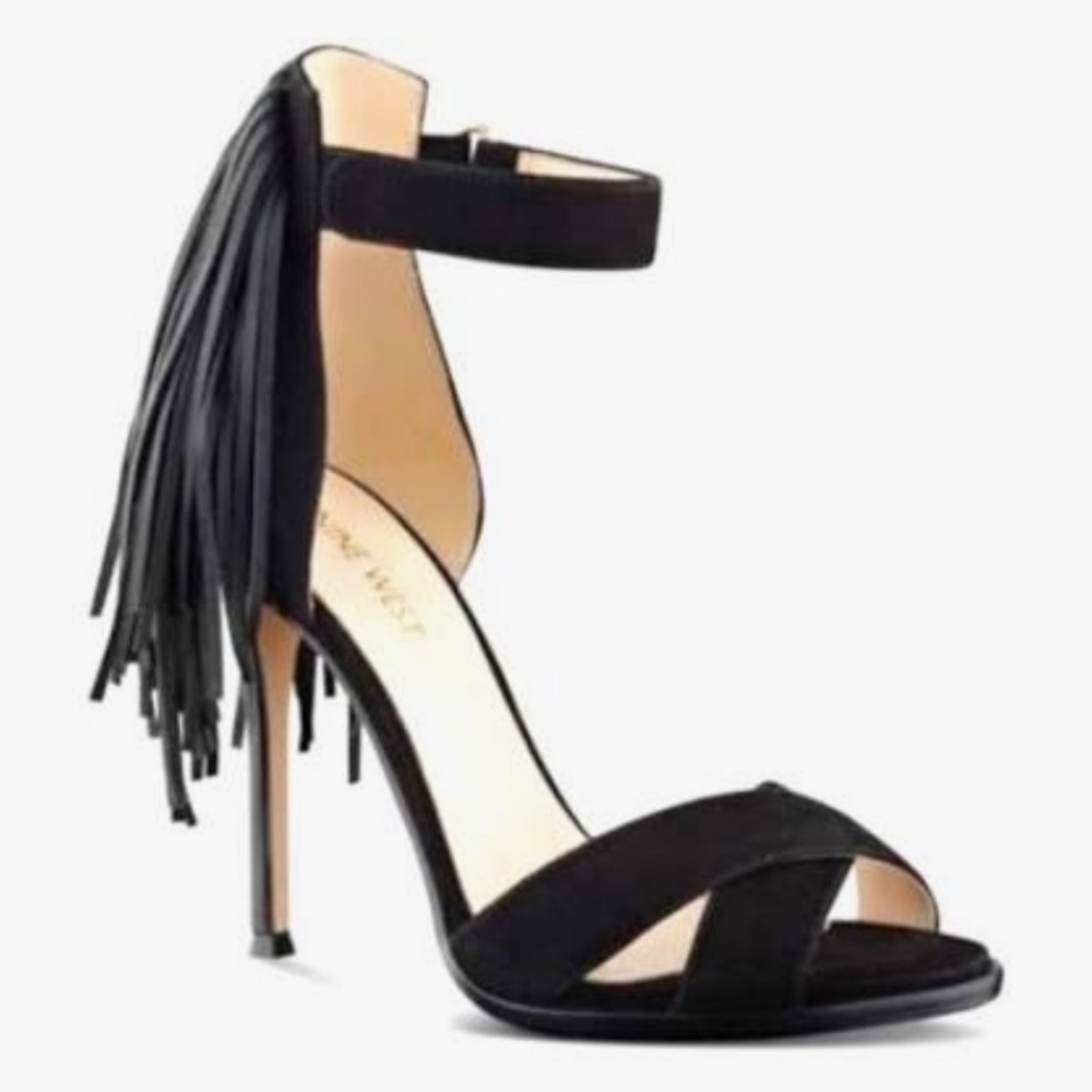 Nine West Hustle Fringe Black Heels